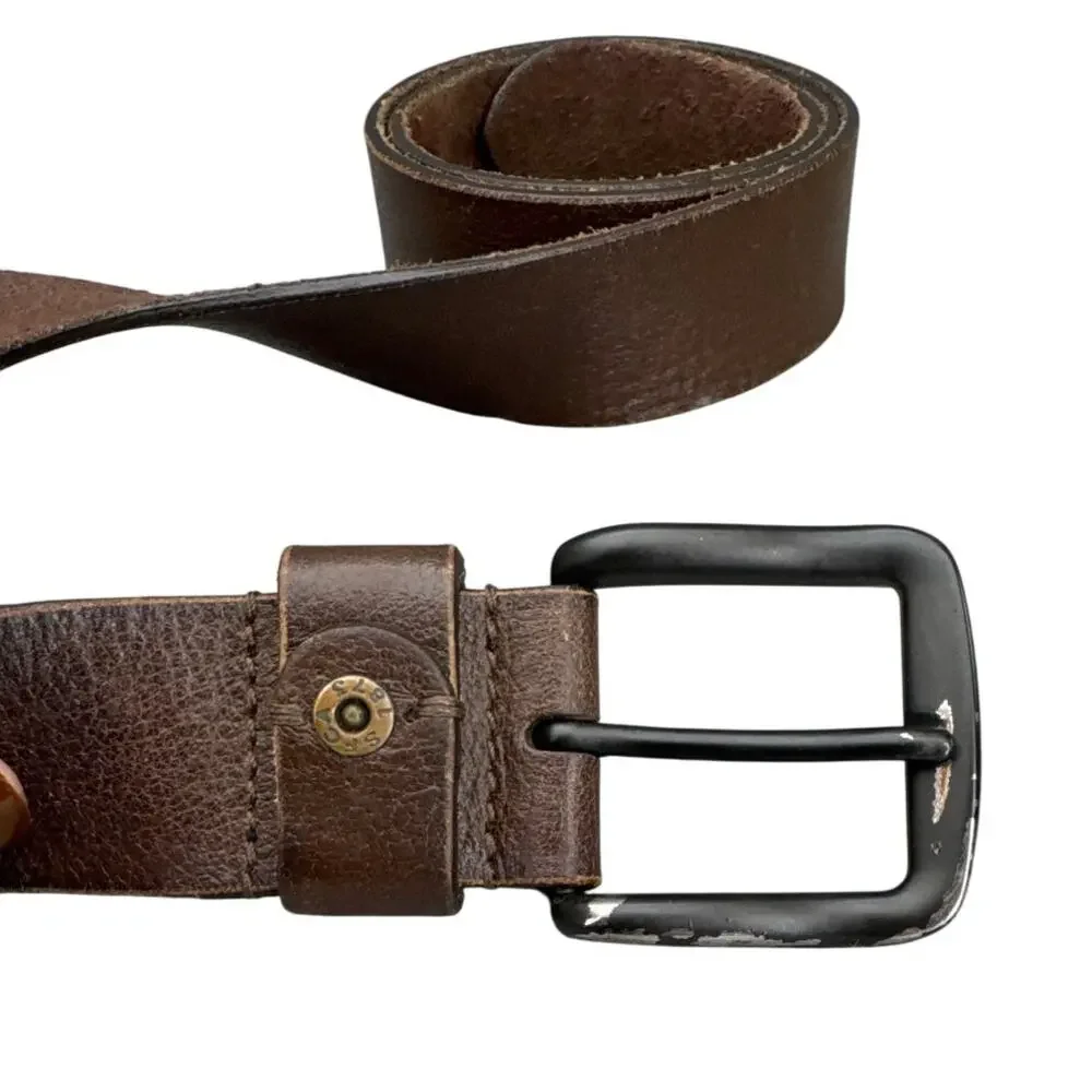 Levi's Vintage Patina Distressed Dark Brown Leather Western Belt Men XL 42